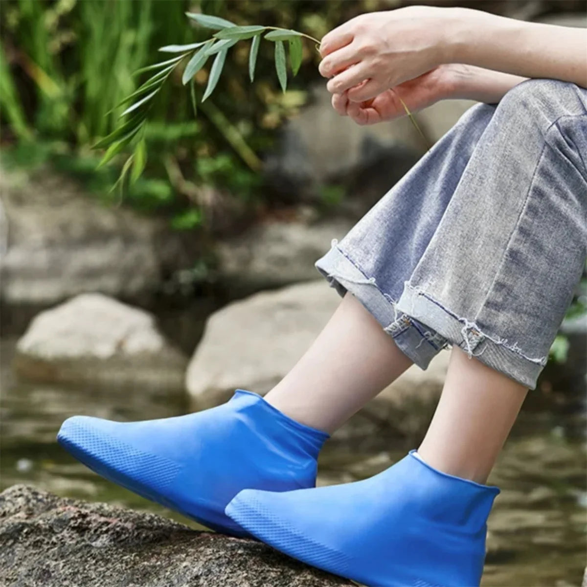 1 Pair Rubber Rain Boot Overshoes For Outdoor Use, Silicone Waterproof Shoe Covers, Rainy Day Shoe Cover, Reusable Non-Slip Rain