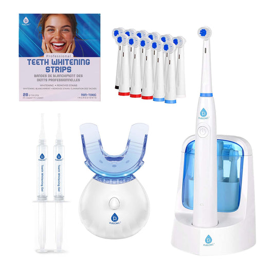 Pursonic Advanced Smile Care Bundle - Kit de blanchiment à LED, bandes de blanchiment et brosse à dents électrique
