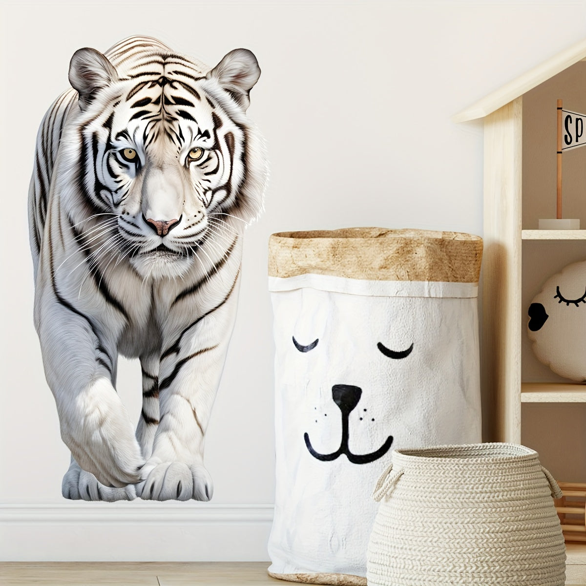 1pc Creative Wall Sticker, Simulation Tiger Animal Pattern Self-Adhesive Wall Stickers, Bedroom Entryway Living Room Porch Home Decoration Wall Stickers, Wall Decor Decals