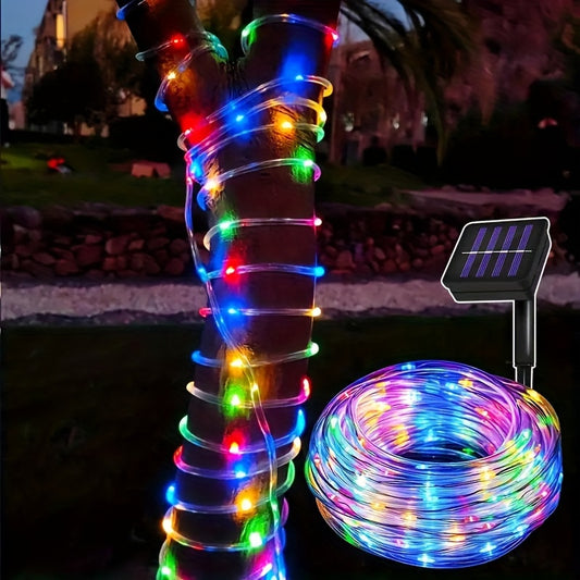 Guirlande lumineuse solaire à tubes, 8 modes d'éclairage extérieur à LED en fil de cuivre, pour décoration de jardin, pour fête, jardin, cour, maison, mariage, Noël, Halloween, vacances