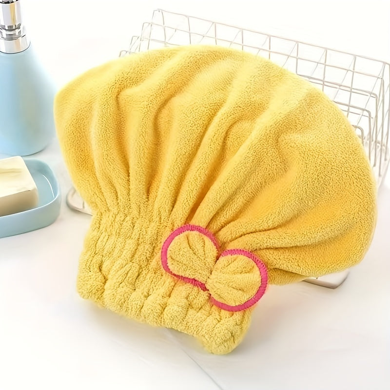 1 Pc Absorbent Coral Velvet Hair Drying Towel - Fast Drying Long Hair Turban Wrap For Women - Princess Shower Cap