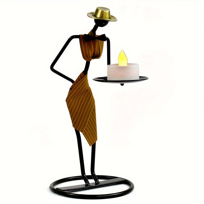 1pc Creative Iron Candle Holder, Candlelight Dinner Romantic Decoration, Table Setting Home Decoration, Interior Decoration, Candle Holder Ornament, New Iron Candle Holder