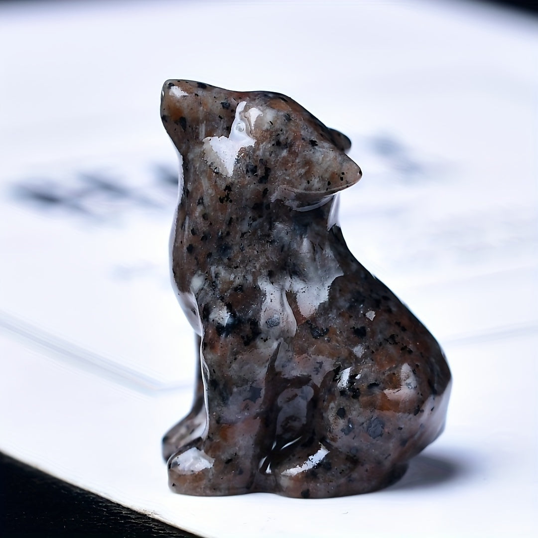 1pc 3. 5cm/1. 38in Crystal Carving Wolf, Pocket Decoration, Bare Stone, Home Decoration