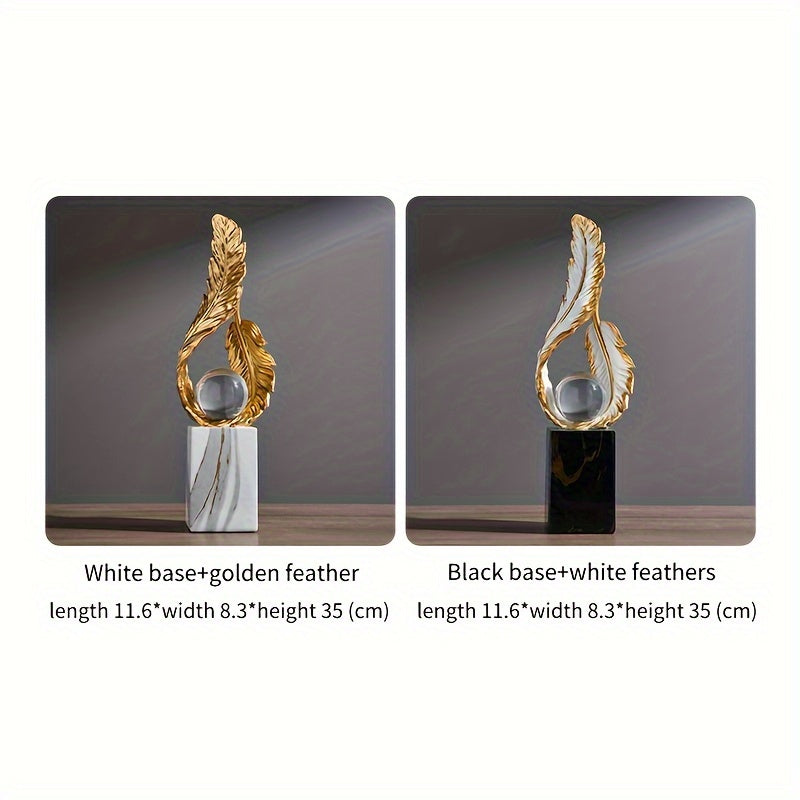 1 pc of Resin Light Luxury Feather Statue, High-end Decoration for Living Room, Foyer, TV Cabinet Decoration, Simple Modern Creative Home Decoration, Desk and Shelf Rack Decor
