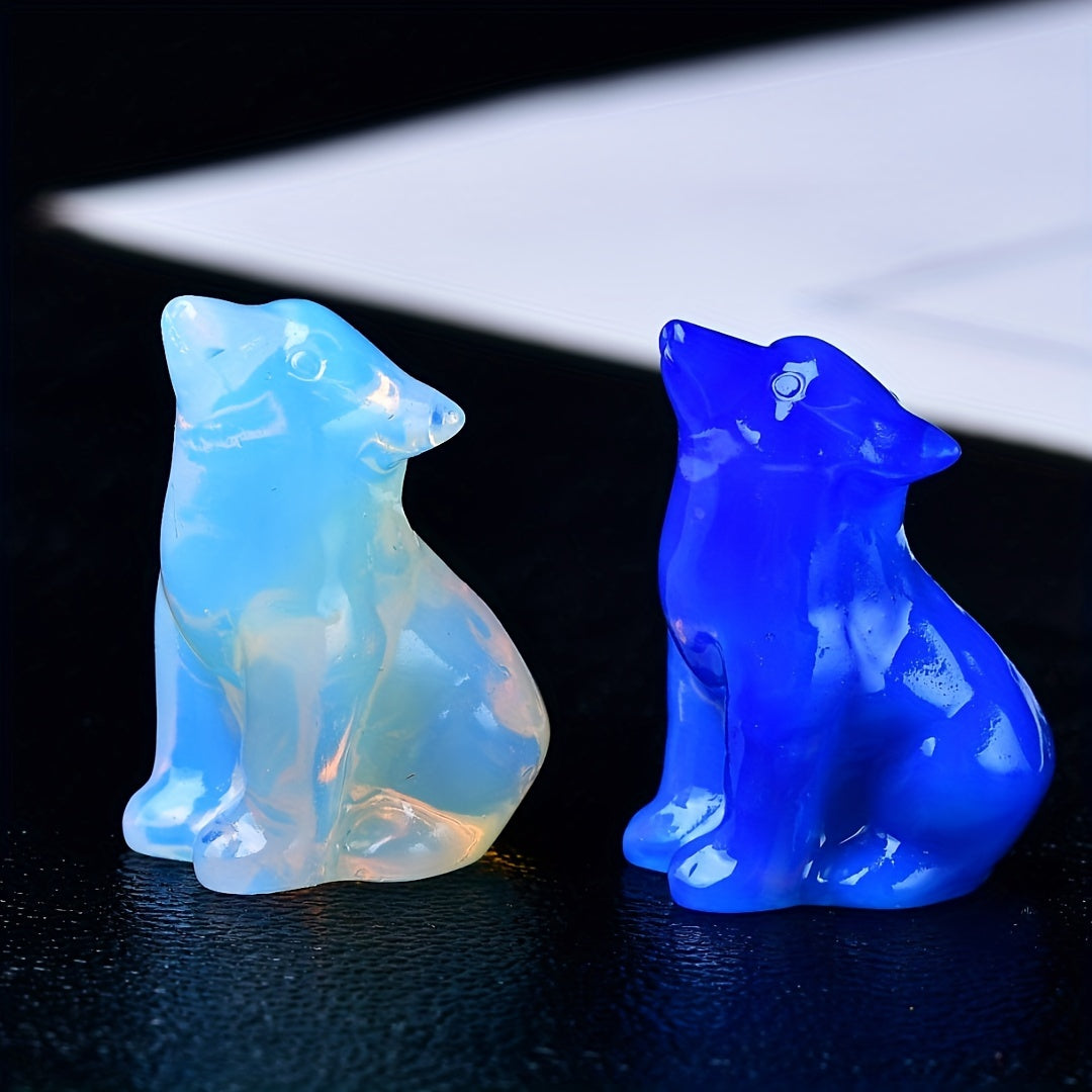 1pc 3. 5cm/1. 38in Crystal Carving Wolf, Pocket Decoration, Bare Stone, Home Decoration
