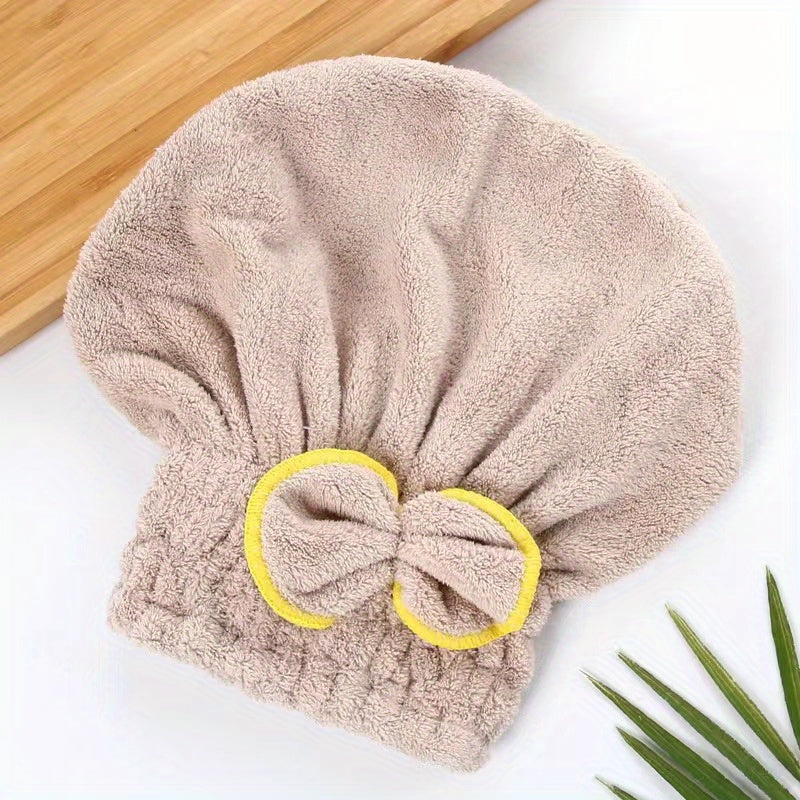 1 Pc Absorbent Coral Velvet Hair Drying Towel - Fast Drying Long Hair Turban Wrap For Women - Princess Shower Cap