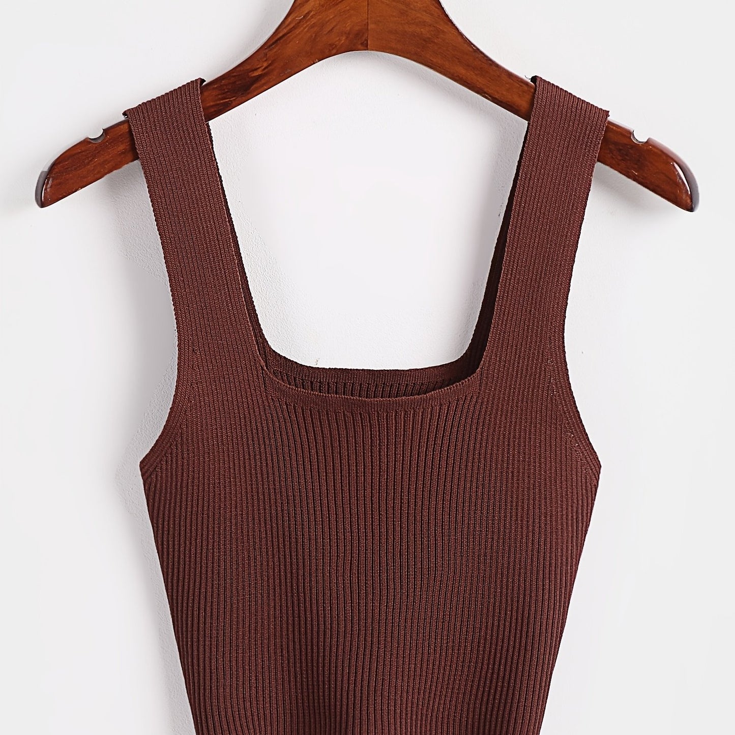 Solid Cropped Rib Knitted Vest, Elegant Sleeveless Summer Stretchy Vest, Women's Clothing
