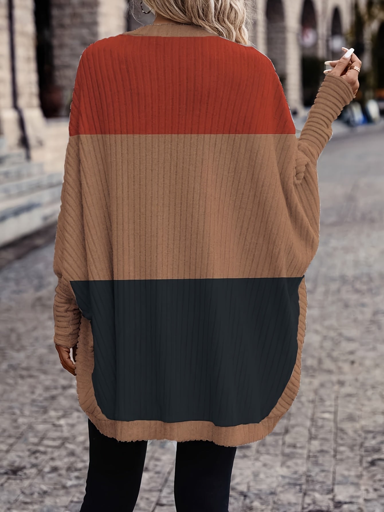 Stylish Versatile Color-Block Loose Cardigan for Women