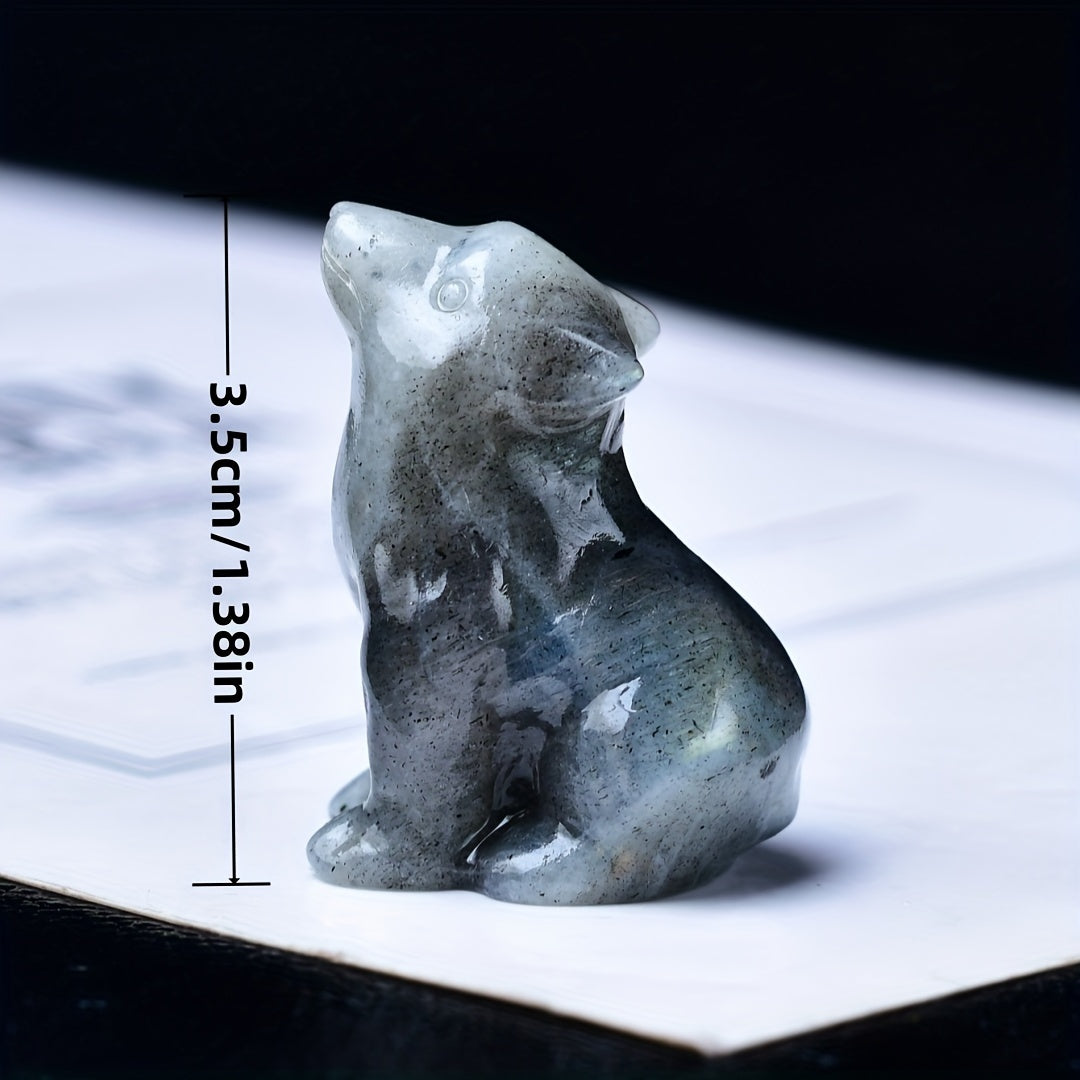 1pc 3. 5cm/1. 38in Crystal Carving Wolf, Pocket Decoration, Bare Stone, Home Decoration