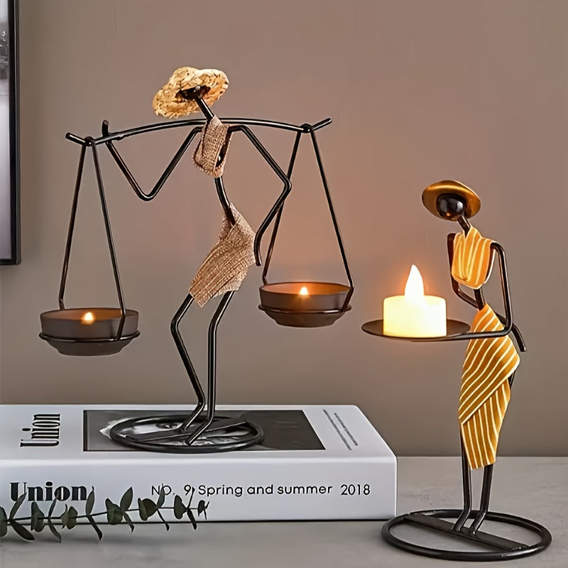 1pc Creative Iron Candle Holder, Candlelight Dinner Romantic Decoration, Table Setting Home Decoration, Interior Decoration, Candle Holder Ornament, New Iron Candle Holder