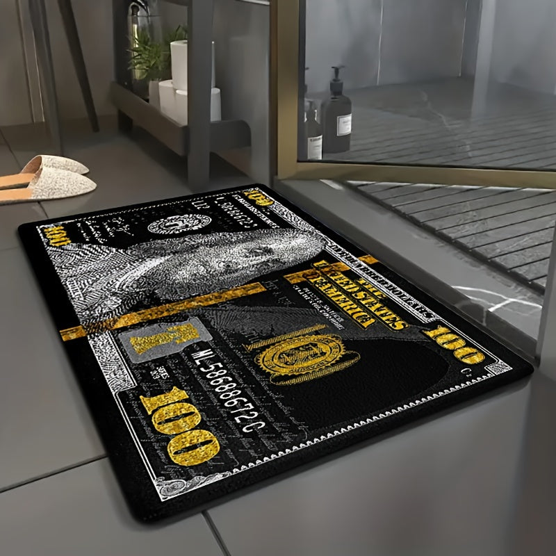 1pc Banknote Pattern Bathroom Non-slip Mat, Bathroom Floor Rug, Bathroom Door Mat, Bedroom Living Room Floor Carpet, Entry Way Mat For Bathroom Hallway Living Room Bedroom Balcony, Home Decoration