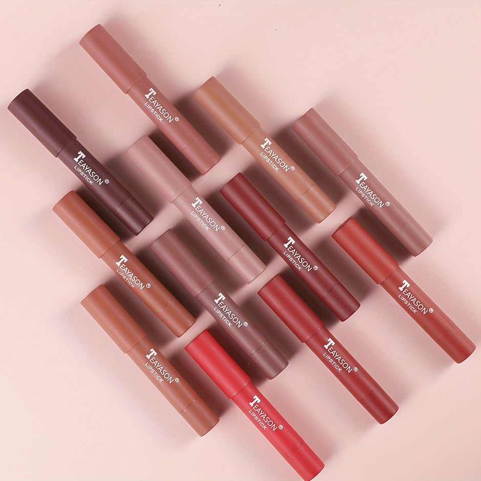 12 Colors Matte Moisturizing Lipstick Crayons - Vibrant Lipstick for Smooth, Long-Lasting, Waterproof Finish - Perfect Valentine's Day Gift for Her