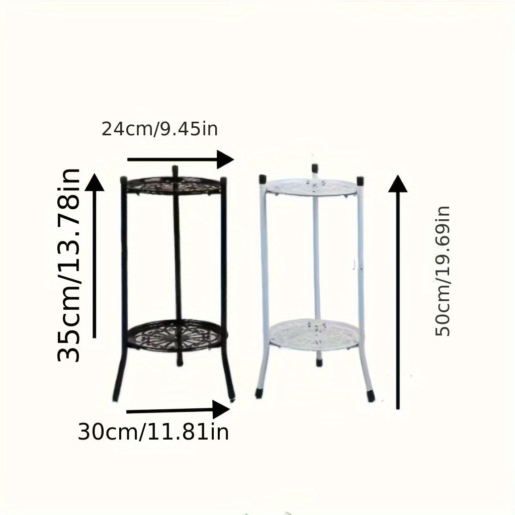 1 Pack, 2-Tiered Tall Plant Stand Metal Plant ShelfSupports Rack For Indoor Outdoor Home Decoration