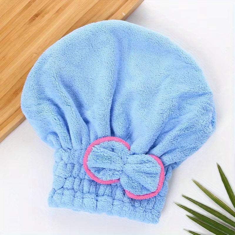 1 Pc Absorbent Coral Velvet Hair Drying Towel - Fast Drying Long Hair Turban Wrap For Women - Princess Shower Cap