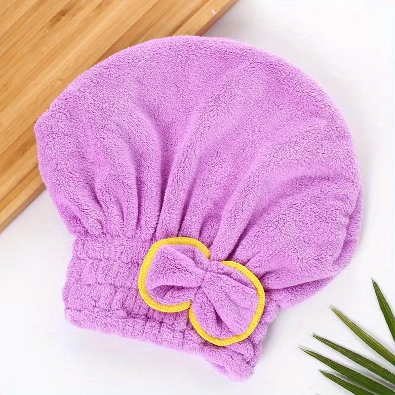 1 Pc Absorbent Coral Velvet Hair Drying Towel - Fast Drying Long Hair Turban Wrap For Women - Princess Shower Cap