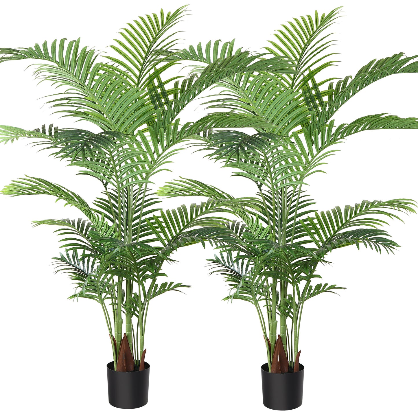 Plante De Palmier Areca Artificielle 5 Pieds Faux Palmier Avec 17 Troncs Faux Arbre Pour Décoration Moderne D’Intérieur Extérieur Dypsis Lutescens Plantes En Pot Pour Bureau À Domicile (Lot De 2)