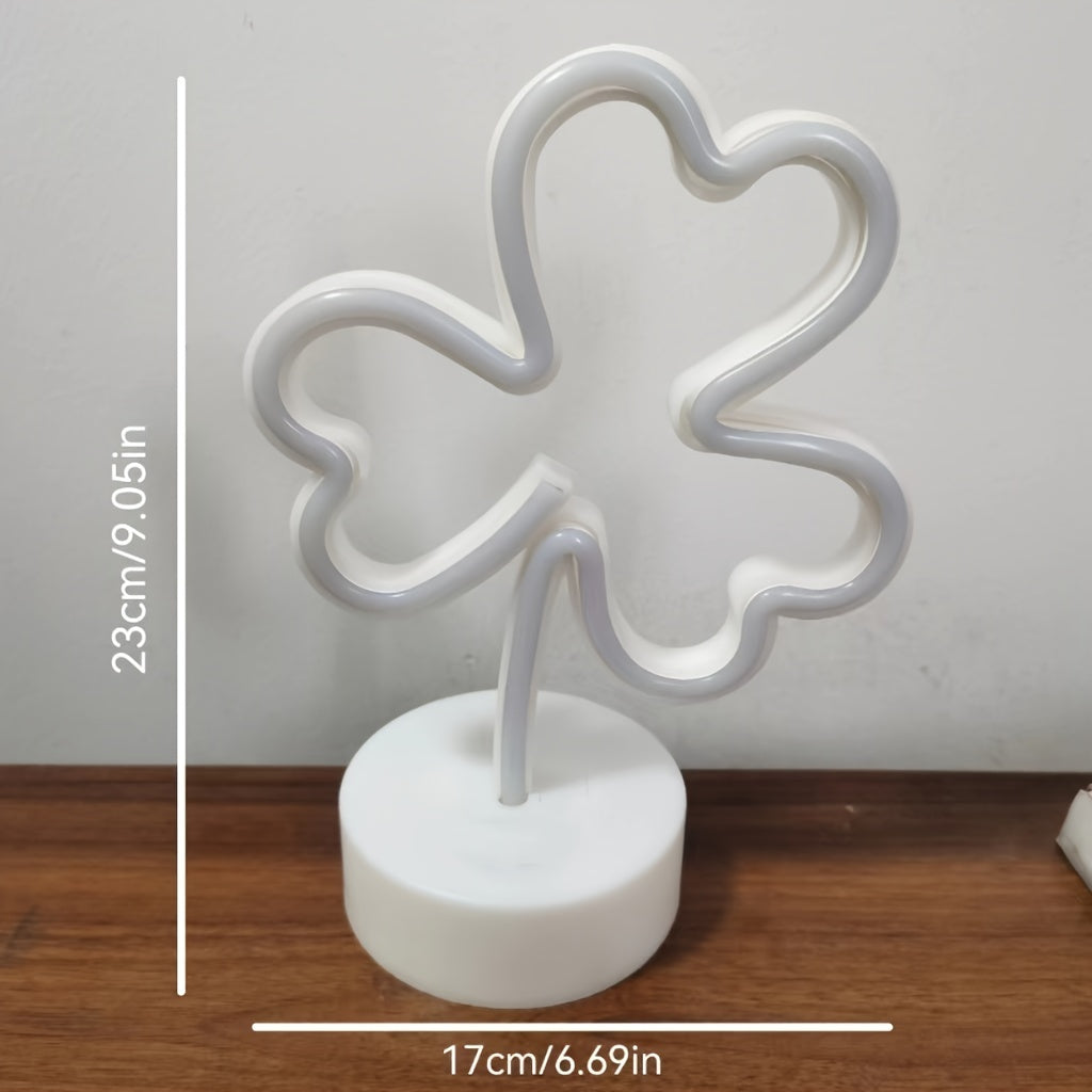 1pc Art Deco Green LED Clover Neon Light, USB & Battery Powered Plastic Indoor String Light with Switch Control, Ideal for St. Patrick'S Day, Universal Occasions & Spring Holiday Decorations