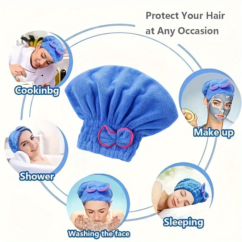 1 Pc Absorbent Coral Velvet Hair Drying Towel - Fast Drying Long Hair Turban Wrap For Women - Princess Shower Cap