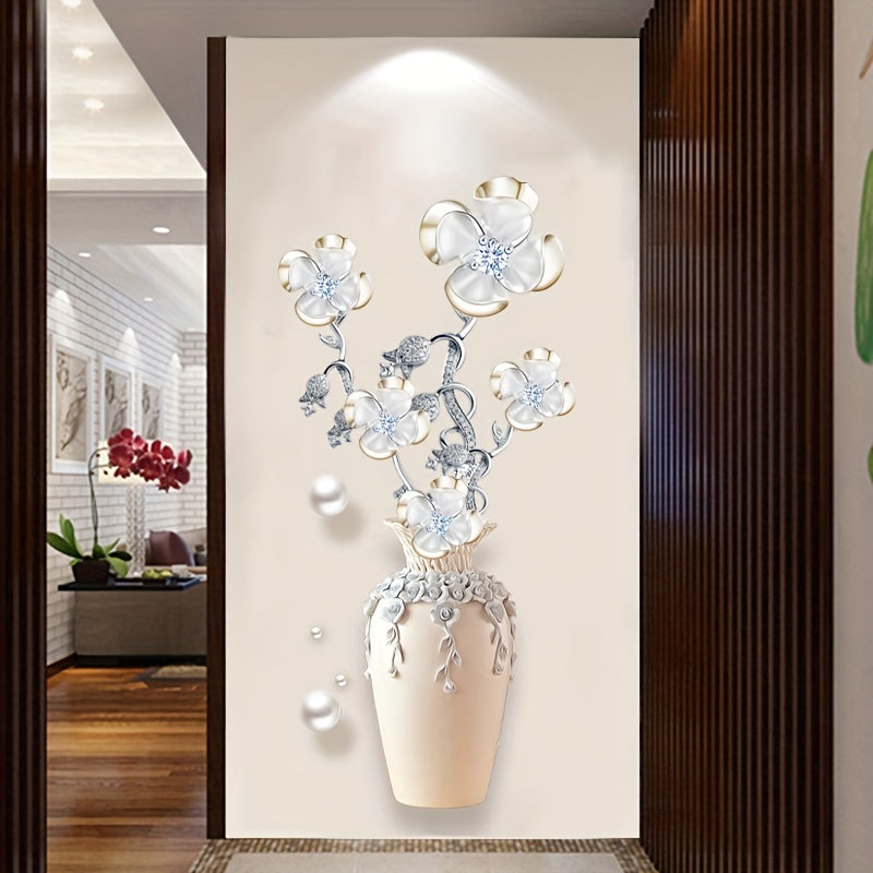 1pc Creative Wall Sticker, Vase Flower Pattern Self-Adhesive Wall Stickers, Bedroom Entryway Living Room Porch Home Decoration Wall Stickers, Wall Decor Decals