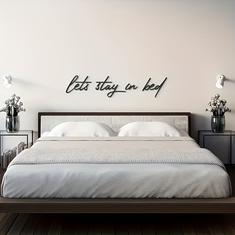 "Let's Stay in Bed" Metal Wall Art Sculpture - Art Deco Inspired, Iron Home Decor, Perfect for Wedding Gift, Love Theme, Versatile Floor Mount, Ideal for Christmas, Thanksgiving, Valentine's Celebrations, Spring Festival Occa