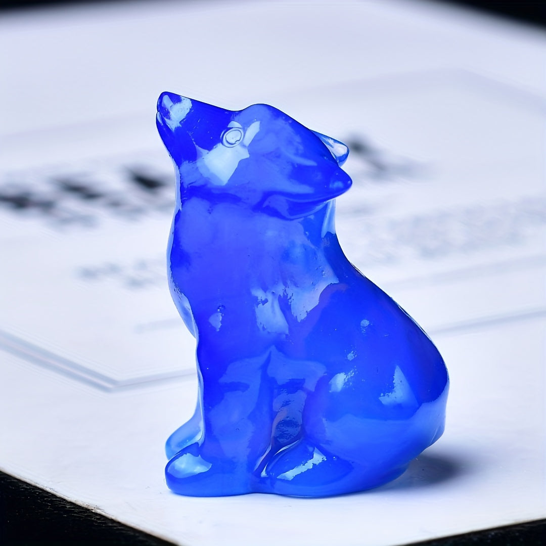 1pc 3. 5cm/1. 38in Crystal Carving Wolf, Pocket Decoration, Bare Stone, Home Decoration