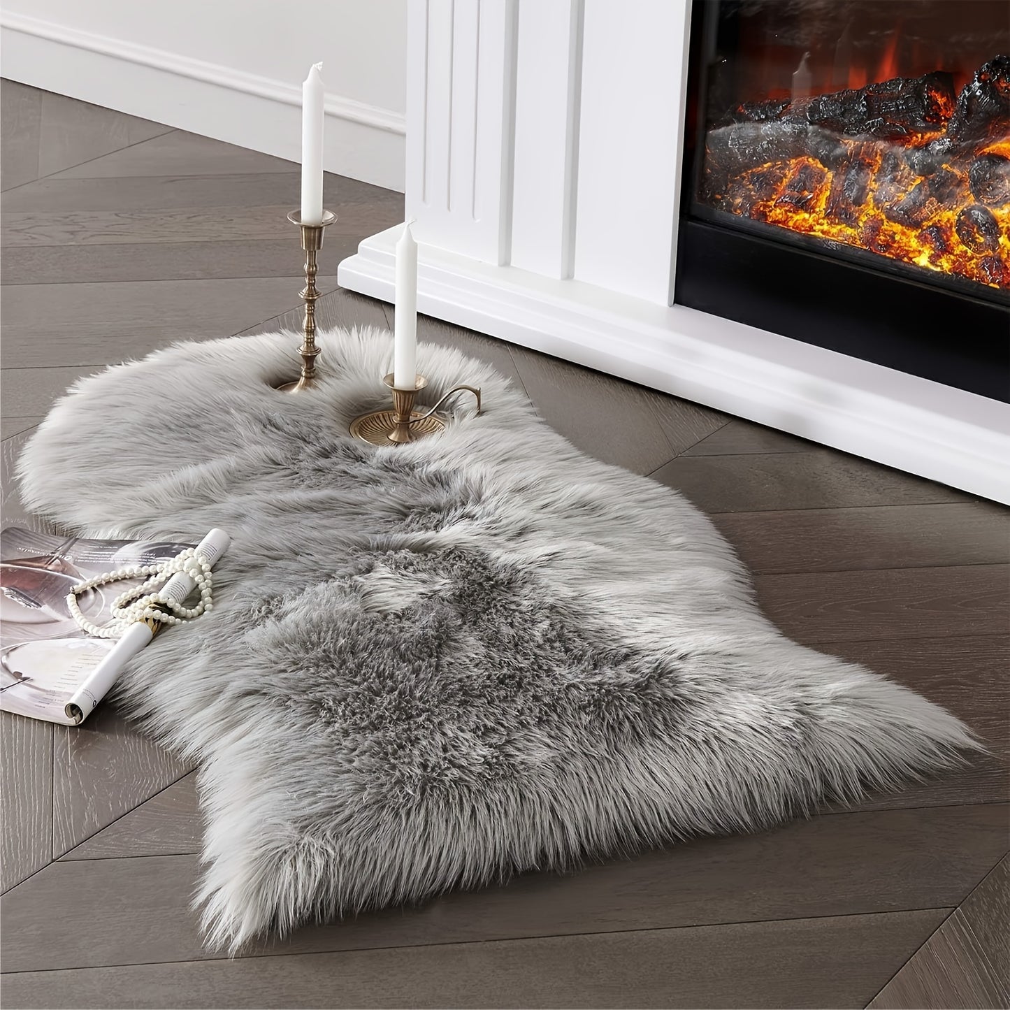 1pc Soft and Fluffy Sheepskin Carpet - Non-slip Artificial Fur Carpet for Bedroom, Living Room and Game Room - Washable and Durable - Very Suitable for Home Decoration and Dormitory