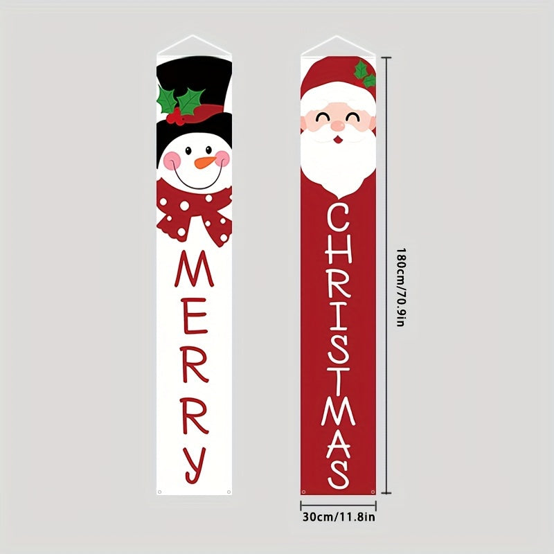 1 Set Festive Snowman Christmas Porch Sign - Merry Christmas Hanging Flag with Welcome Winter Message - Indoor Outdoor Holiday Home Decoration Supplies for Winter Season