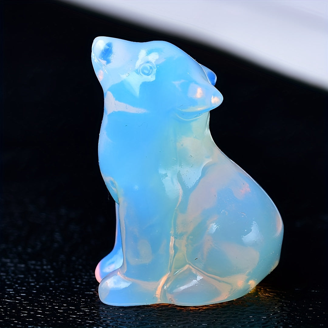 1pc 3. 5cm/1. 38in Crystal Carving Wolf, Pocket Decoration, Bare Stone, Home Decoration