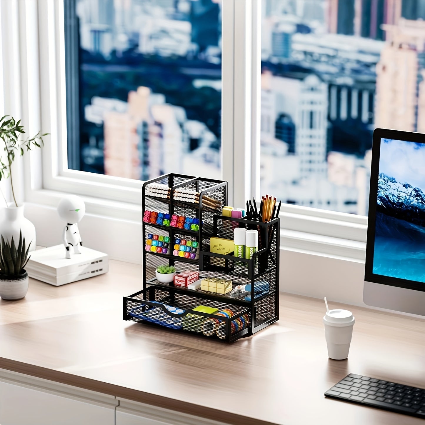 1 Piece Desktop Storage Rack - Durable & Stylish Organizer for Stationery, Office Supplies & Bedroom Decor - Space-Saving, Versatile Design Enhances Home Storage & Organization