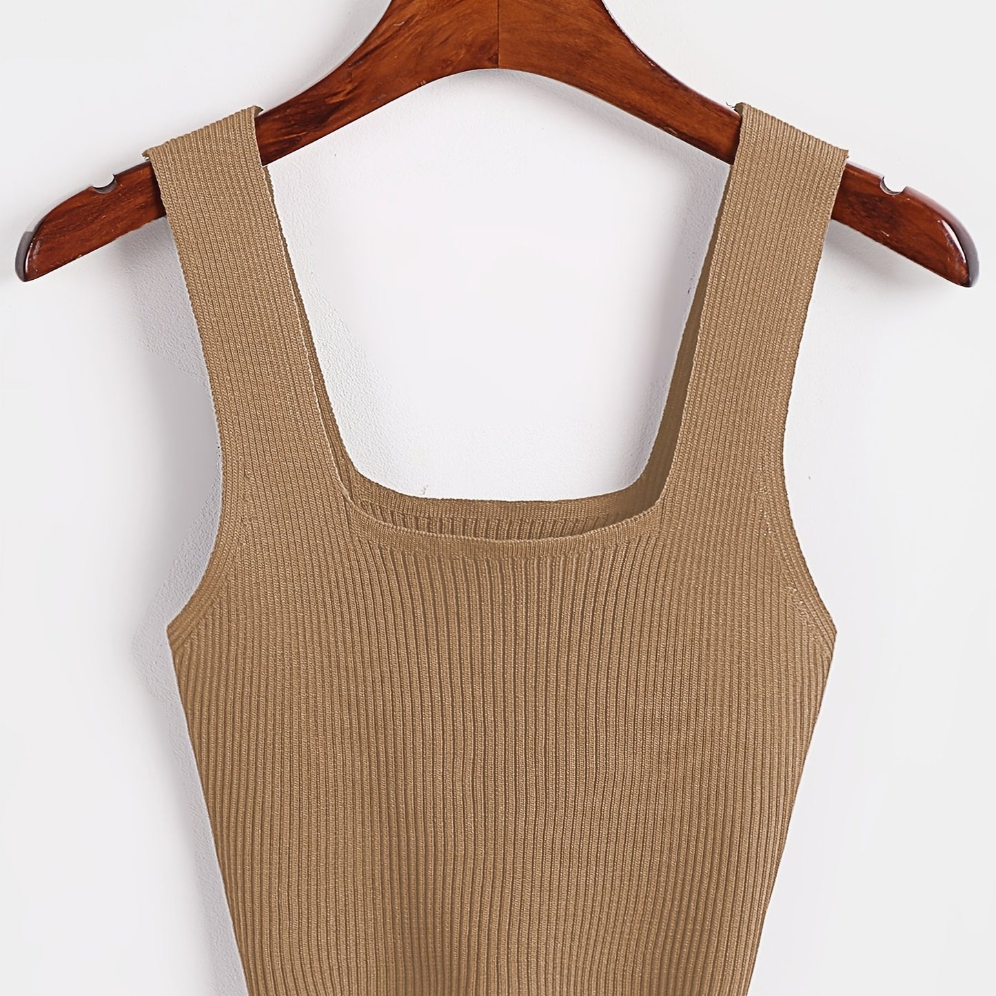 Solid Cropped Rib Knitted Vest, Elegant Sleeveless Summer Stretchy Vest, Women's Clothing