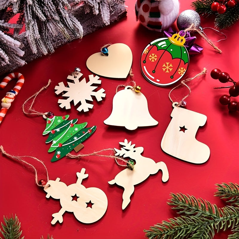 1 Pack, Christmas Pendant Household Decoration Supplies, Wooden Handicrafts, Creative Carving Wood Chips, Christmas Tree Decorations Gifts, Creative Small Gift, Holiday Accessory, Birthday Party Supplies, Birthday Gift, Art C