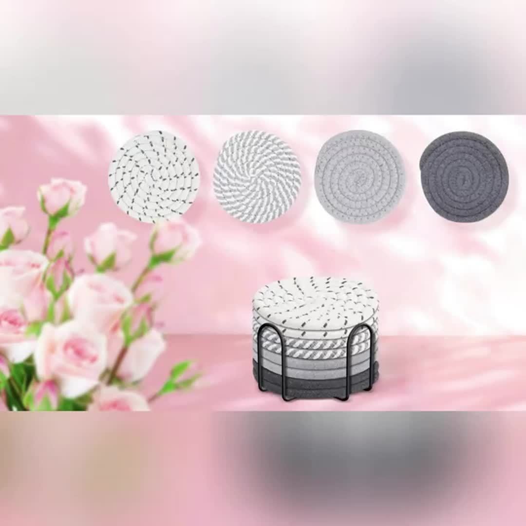 Beverage coaster with stand, absorbent coaster for beverages, minimalist coaster coaster set, woven coaster for coffee table, home decoration, tabletop protection