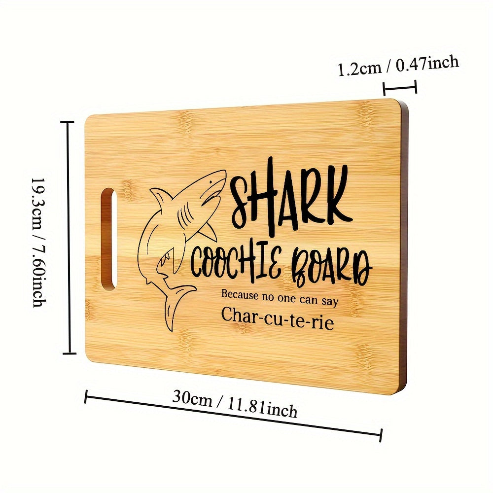 1pc, Bamboo Cutting Board, Shark Chopping Board, Laser Engraving Fun Bamboo Cutting Board, Fun Animal Bamboo Cutting Board, Kitchen And Living Room Home Decoration, Creative Gift For Family And Friends, Mother's Day Gifts