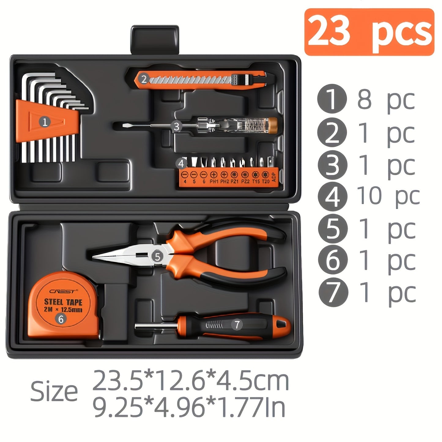 15pcs/23pcs Repair Tools, Manual Toolbox Tools, DIY Toolbox Tools, H4001A Hardware Toolbox Tools Are Durable And Very For Daily Home Decoration