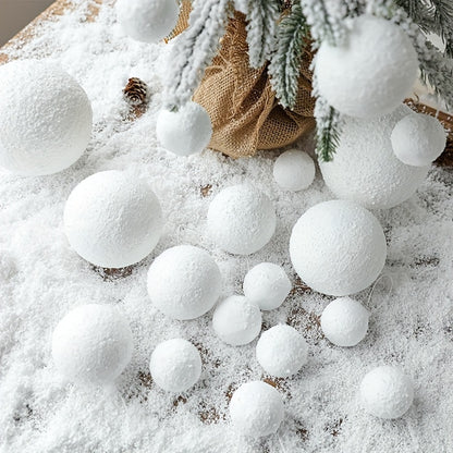 18pcs, White Foam Christmas Balls Ornaments For Xmas Tree Hanging Pendant Ball Holiday New Year Wedding Party Home Decoration Supplies