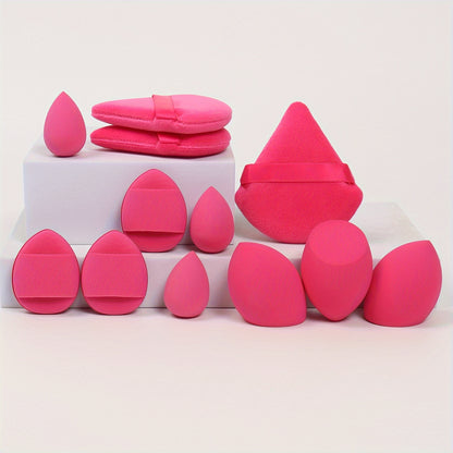 12-Piece All-Purpose Makeup Sponge Puff Set, Includes 3 Powder Puffs, 3 Mini Air Cushion Puffs, 3 Beauty Blenders & 3 Mini Beauty Blenders, Ideal For All Skin Types