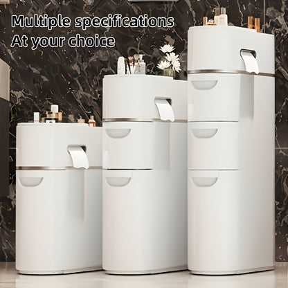 1pc 3/4/5 Layer White Plastic Pull-Out Cabinet, Multi-Functional Home Storage Organizer For Bathroom/Kitchen/Living Room Alone Shelf For Homeowners & Organizers With Wheels