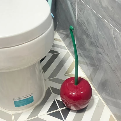 1-Set Cherry-Shaped Toilet Brush and Holder- Durable, Space-Saving Bathroom Cleaning Tool