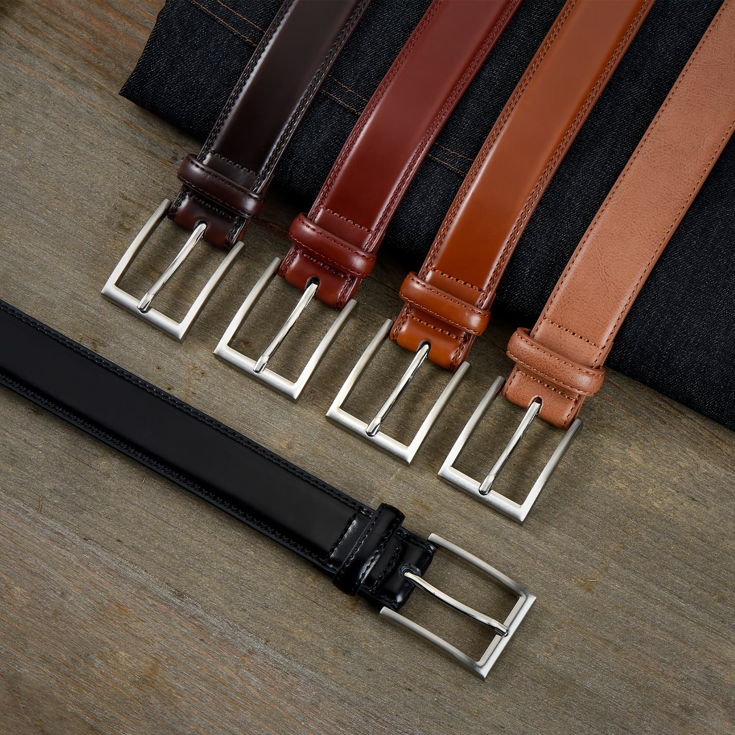 [Classic Men's Leather Belt] Classic & Fashion Men's Leather Belt | Single Prong Buckle for Jeans, Pants, Work & Business - Gift for Dad & Husband