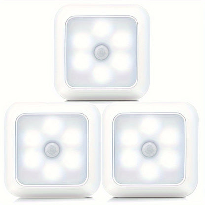 1pc 6LED Motion Sensor Night Light LED Wall Lamp Closet Cabinet Stair Wireless for Ladder Bedroom Corridor Staircase Indoor Decoration