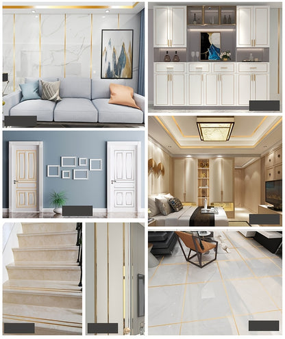 1 Roll Black Brushed Golden Silvery Floor Edging Waterproof Seam Wall Stickers, Wall Gap Ceiling Home Decoration, Self-Adhesive Tile Tape