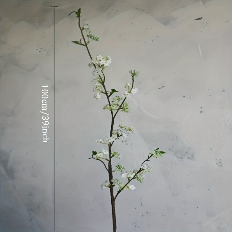 [39inch Cream Artificial Blossom] 1/5/10pcs, 39inch Cream Artificial Blossom Branch With Buds, Faux Spring Plant Stem, Centerpieces Floral Wedding Home Decoration Gifts, Room Decoration, Aesthetic Room Decor, Garden Decor, Ho