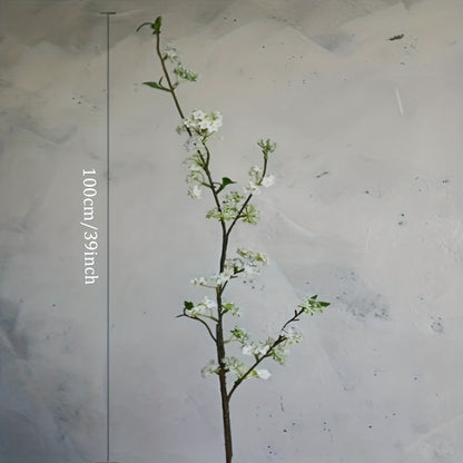 [39inch Cream Artificial Blossom] 1/5/10pcs, 39inch Cream Artificial Blossom Branch With Buds, Faux Spring Plant Stem, Centerpieces Floral Wedding Home Decoration Gifts, Room Decoration, Aesthetic Room Decor, Garden Decor, Ho