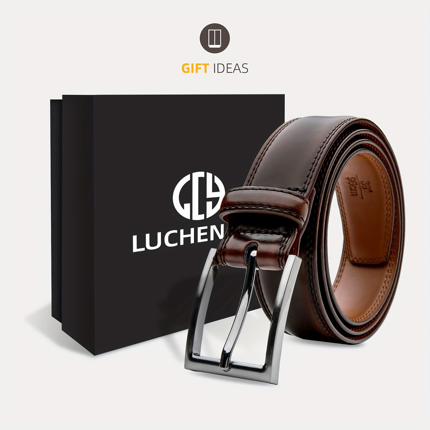 [Classic Men's Leather Belt] Classic & Fashion Men's Leather Belt | Single Prong Buckle for Jeans, Pants, Work & Business - Gift for Dad & Husband