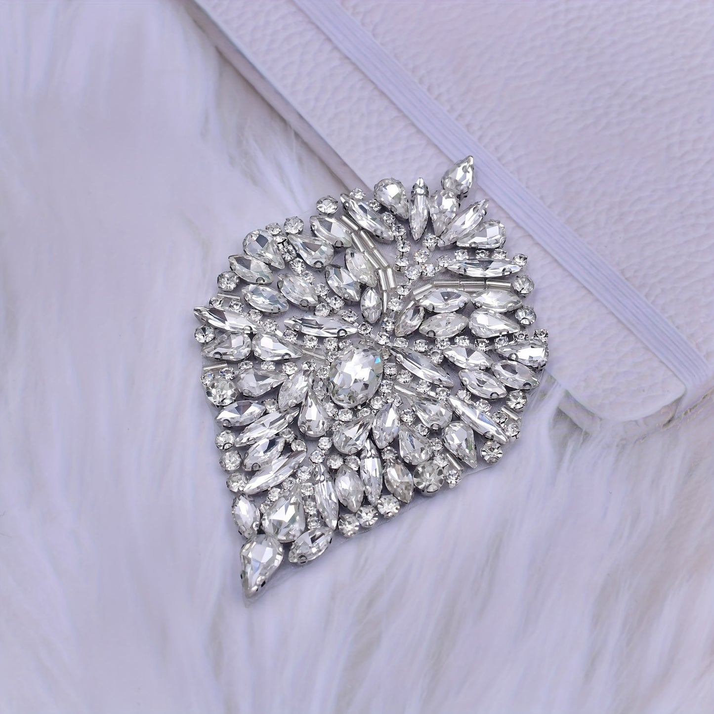 [Silvery Rhinestone Applique Patch] 2pcs Silvery Rhinestone Applique Patch - Sewing Iron-On Dress Shoes Decoration Accessories