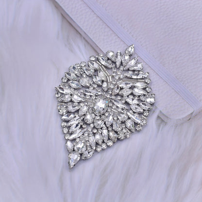 [Silvery Rhinestone Applique Patch] 2pcs Silvery Rhinestone Applique Patch - Sewing Iron-On Dress Shoes Decoration Accessories