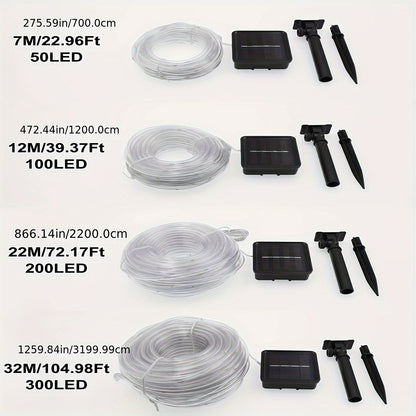 1 Pack Solar Tube String Lights, 8 Modes Outdoor LED Copper Wire Lights, For Garden Decor Lamp, Outdoor LED Copper Fairy String Tube Lights For Party Garden Yard Home Wedding Christmas Halloween Holiday Decoration Lighting