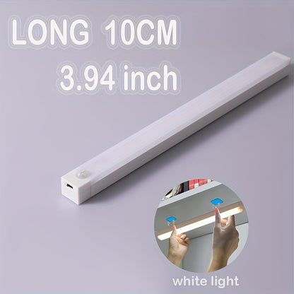 Smart Switch LED Light Human Motion Sensor Long Strip Wireless Magnetic Self-Adhesive Wardrobe Light with Charging Cabinet Light Bar for Countertop Closet Lighting, Rechargeable Kitchen Night Light Battery Powered Lamp for Wa