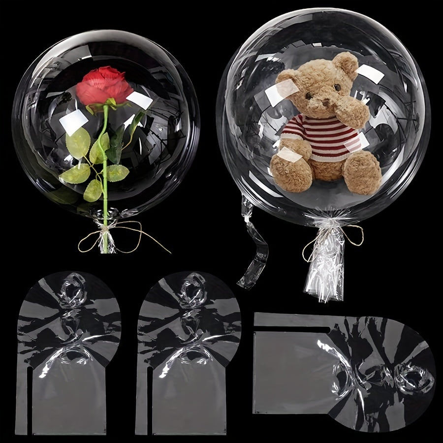 12pcs Transparent Double-port Stretched Version 30-inch Bobo Balls for Rose Snacks Romantic Birthday Party Scene Decoration Halloween, Thanksgiving, Christmas, and Easter Gift