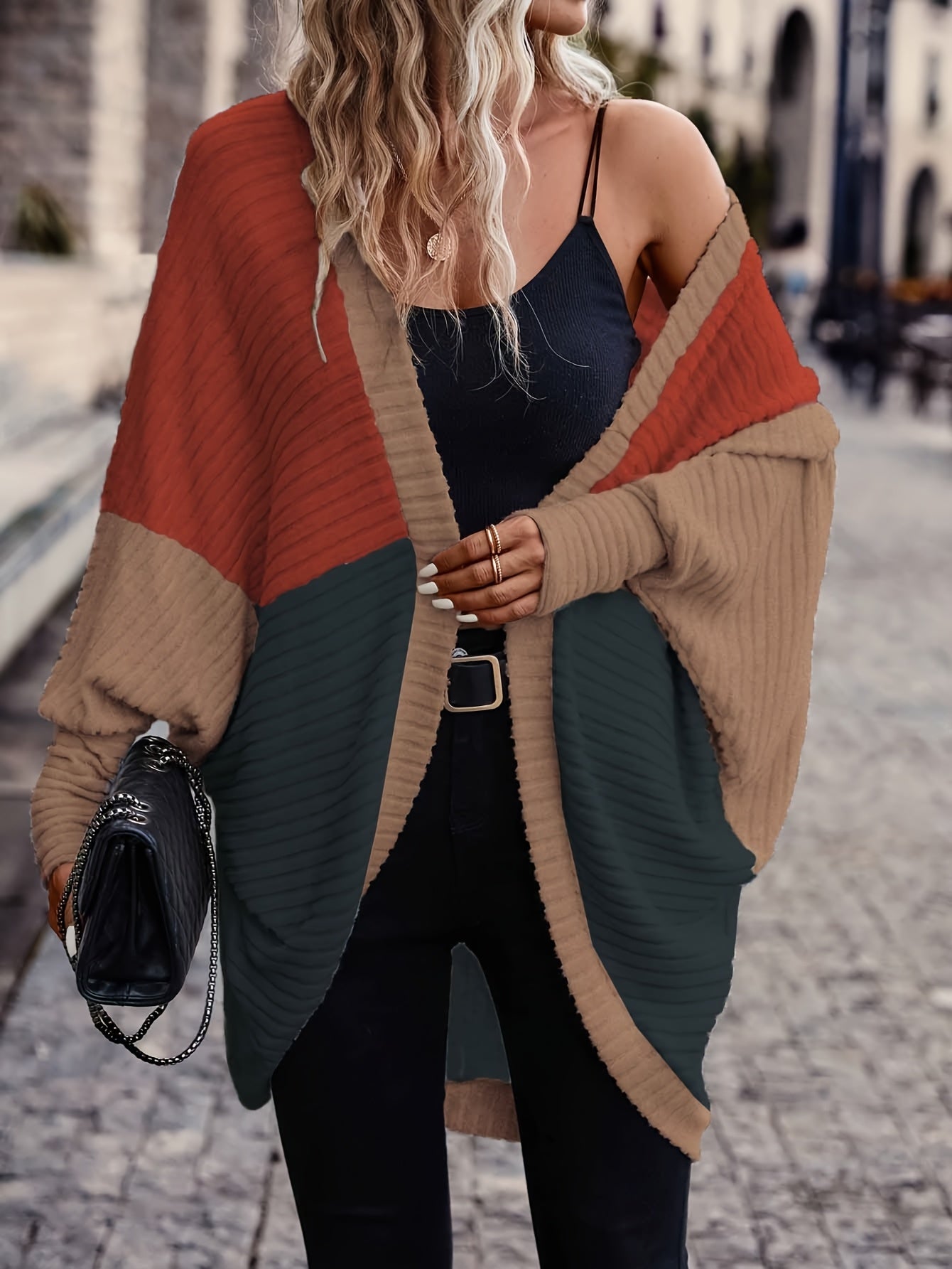 Stylish Versatile Color-Block Loose Cardigan for Women